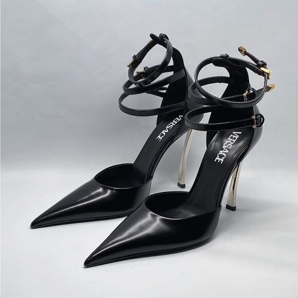 Versace Pin Point Leather Ankle Strap Pumps size 39.5 - Picture 4 of 16